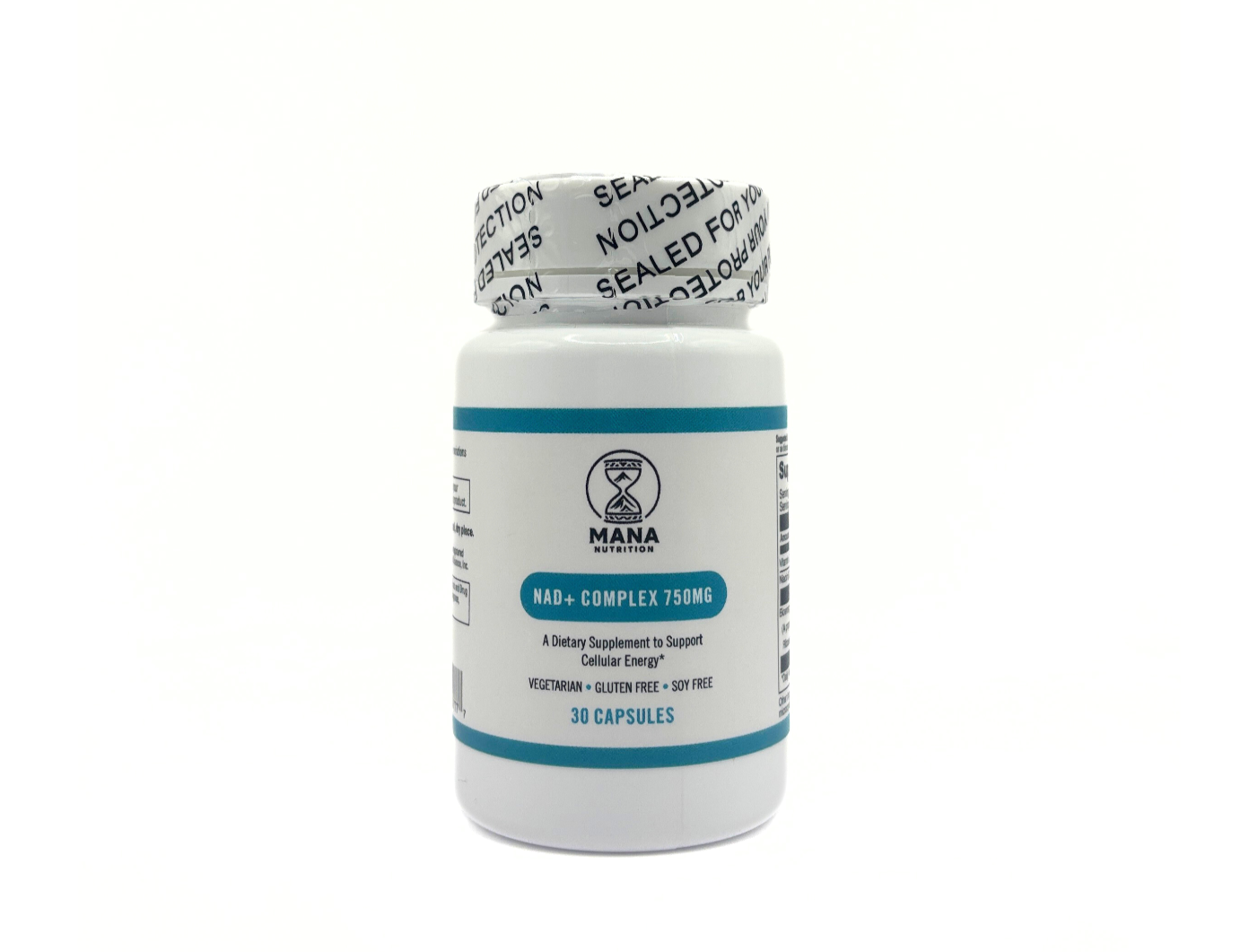 Mana Nutrition NAD+ Complex 750MG supplement – with Niacin & Vitamin C – Vegan, Gluten-Free, Non-GMO – 30 Capsules